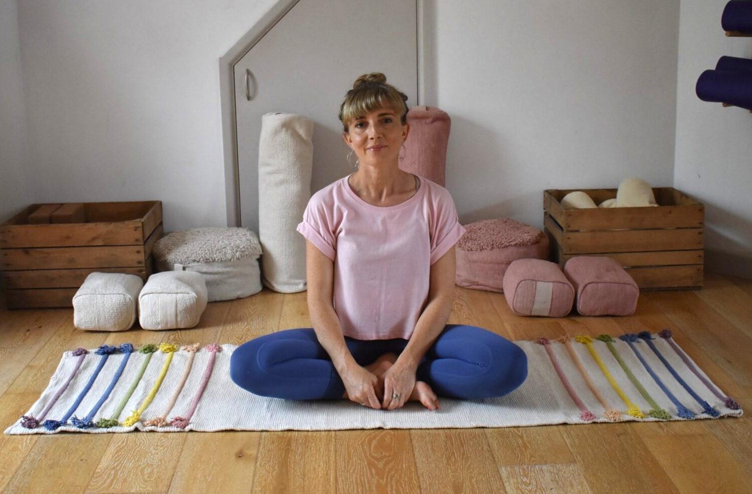 woman in yoga pose at home