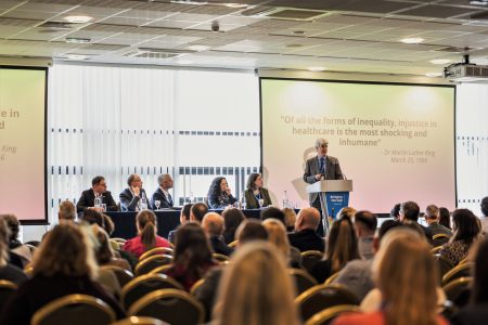Nigel Acheson addresses audience at Bridging the Gap event 