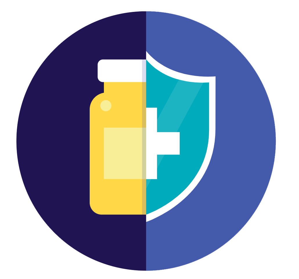 treatment to prevention blue illustrative icon